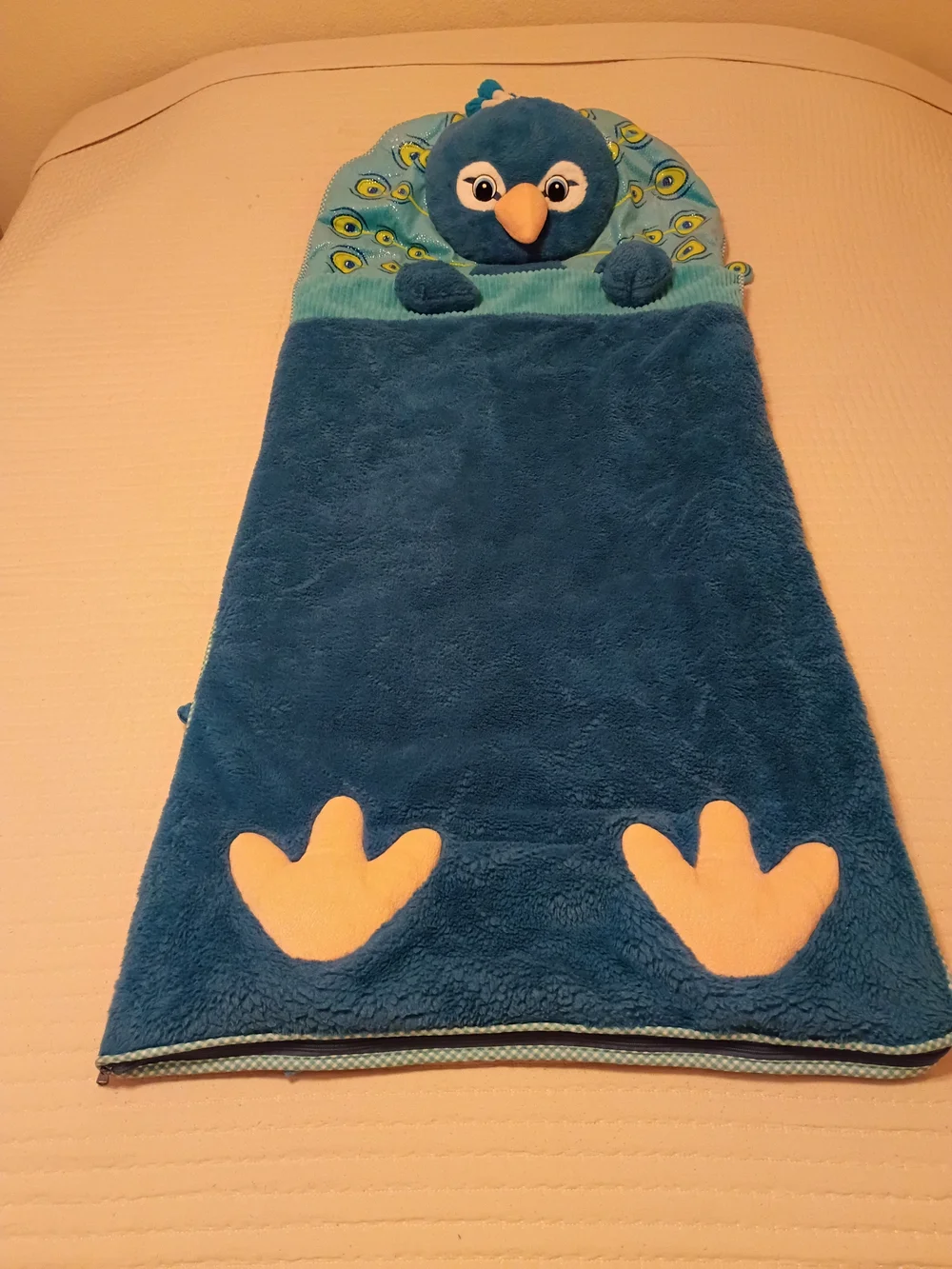 Hugfun Kids Animal Slumber Bag Blue Peacock Sleeping Bag (66